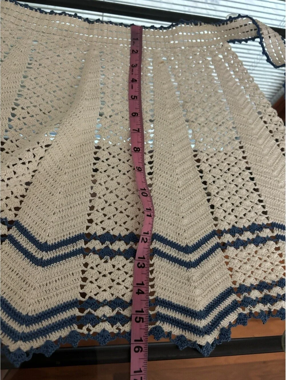 Vintage Crocheted Chevron Half Apron 40-50ss